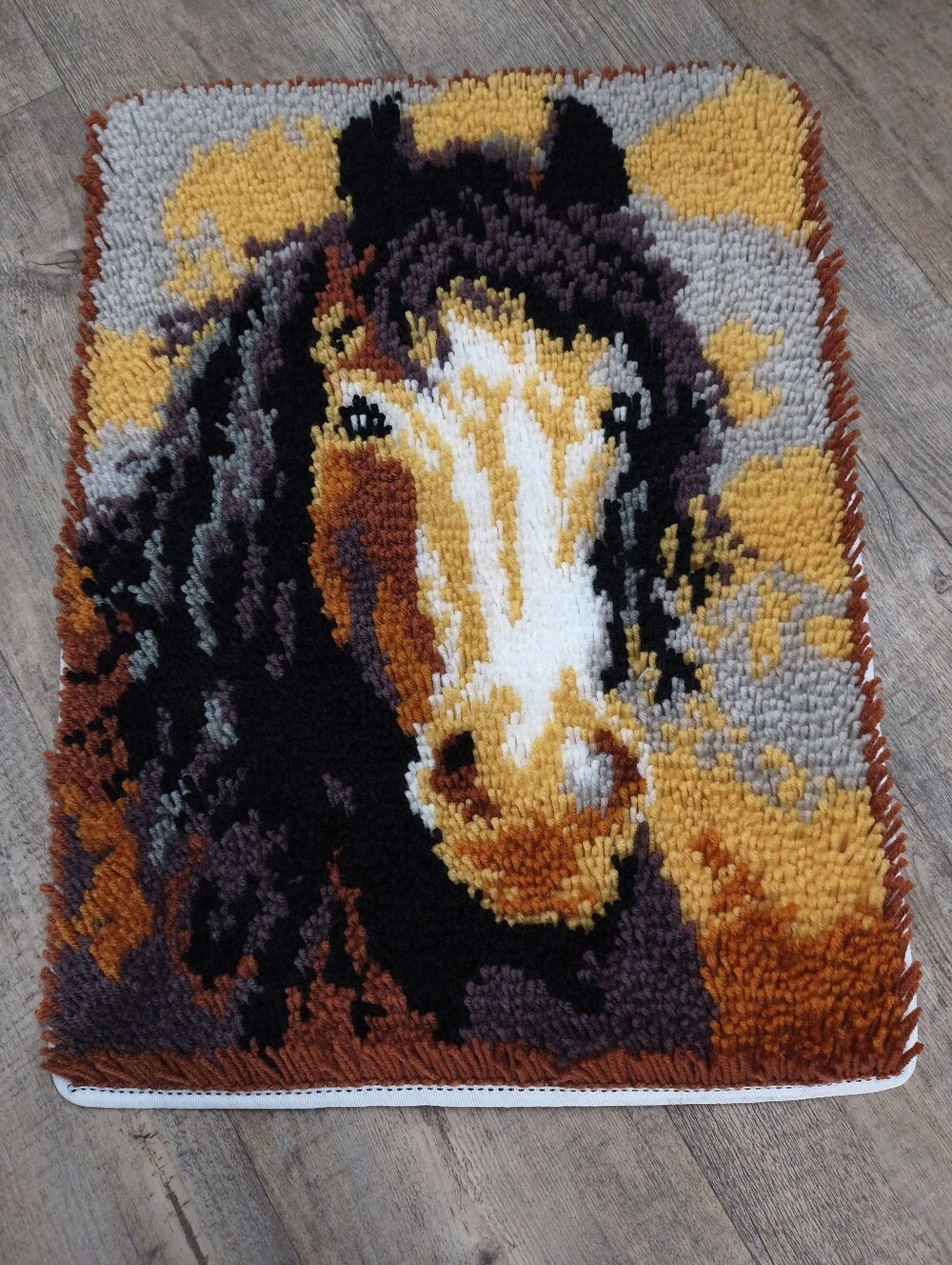 Handmade Latch Hook Horse Rug | Rustic Western Farmhouse Décor | One of a Kind
